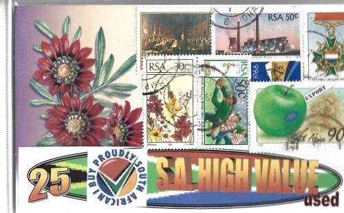 SOUTH AFRICA HIGH INDIVIDUAL VALUES CHARITY STAMPS PACKET 25 POSTAL USED STAMPS PKT345