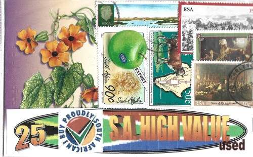 SOUTH AFRICA HIGH INDIVIDUAL VALUES CHARITY STAMPS PACKET 25 POSTAL USED STAMPS PKT345