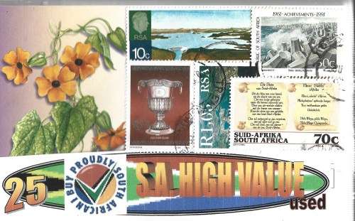SOUTH AFRICA HIGH INDIVIDUAL VALUES CHARITY STAMPS PACKET 25 POSTAL USED STAMPS PKT345