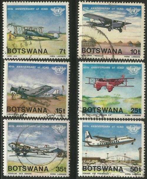 Botswana 1984 International Civil Aviation 40th Anniv Sc349-54 Complete Used 0489