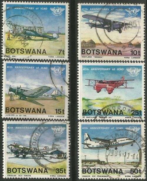Botswana 1984 International Civil Aviation 40th Anniv Sc349-54 Complete Used 0489