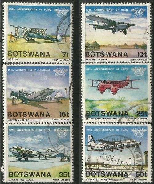 Botswana 1984 International Civil Aviation 40th Anniv Sc349-54 Complete Used 0489
