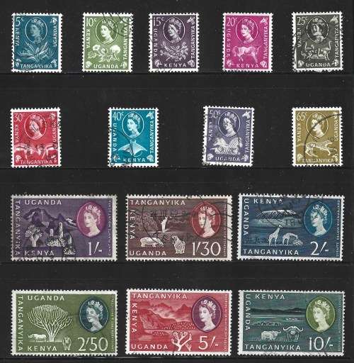 Kenya Uganda Tanganyika 1960 Definitive Set Sc#120-34 Postal Used Set 0321