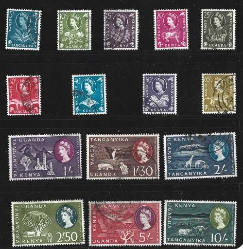 Kenya Uganda Tanganyika 1960 Definitive Set Sc#120-34 Postal Used Set 0321