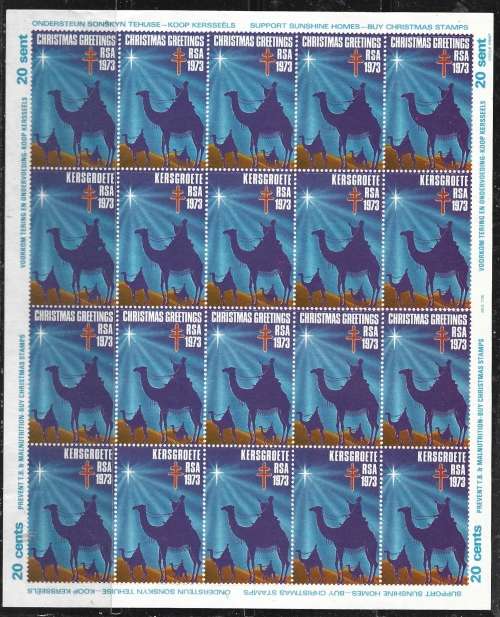 South Africa 1973 Cinderella Tuberculosis Christmas Charity Stamp Birds Unmounted Mint Sheet FDC0092