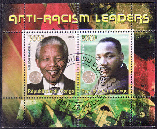 MANDELA 2008 CONGO MINIATURE SHEET ANTI-RACISM LEADERS CTO USED