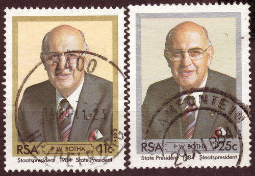 SOUTH AFRICA 1984 PRESIDENT PIETER WILLEM BOTHA COMPLETE POSTALLY USED SET