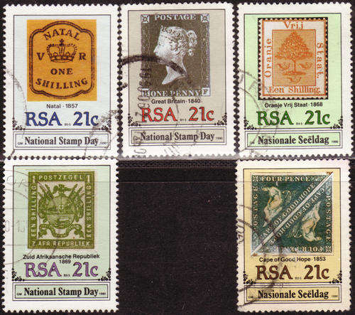 SOUTH AFRICA 1990 WORLD STAMP DAY PENNY BLACK 150th ANNIVERSARY COMPLETE POSTALLY USED SET