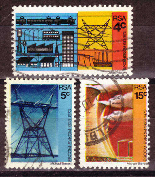 SOUTH AFRICA 1973 50th ANNIVERSARY OF ESCOM COMPLETE POSTALLY USED SET