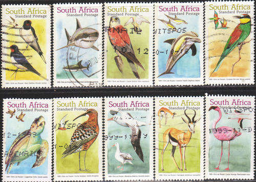 SOUTH AFRICA 1999 MIGRATORY SPECIES OF SOUTHERN AFRICA  SG1155-64 COMPLETE POSTALLY USED SET 0314