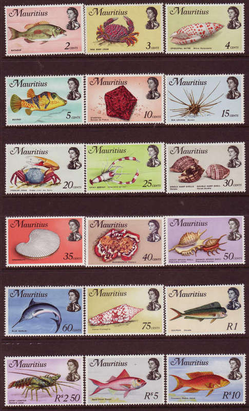 MAURITIUS 1969 FISH DEFINITIVE SET COMPLETE UNMOUNTED MINT W/M12 Sg#382-99