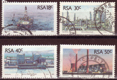 SOUTH AFRICA 1989 SOUTH AFRICA ENERGY SOURCES COMPLETE POSTALLY USED SET