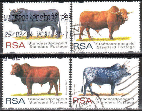 SOUTH AFRICA 1997 INDIGENOUS CATTLE COMPLETE POSTALLY USED SET