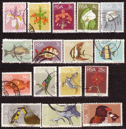 SOUTH AFRICA 1974 COMPLETE USED DEFINITIVE SET POSTALLY USED