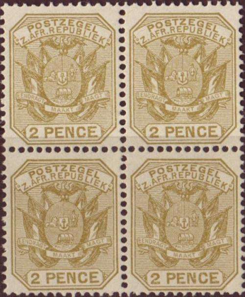 TRANSVAAL 1895 UNMOUNTED MINT SACC212 BLOCK Perf 12-5 REPRINTS