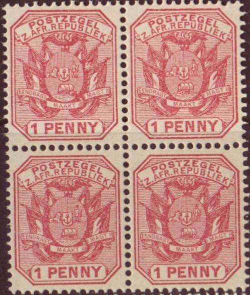 TRANSVAAL 1895 UNMOUNTED MINT SACC211 BLOCK Perf 12-5 REPRINTS