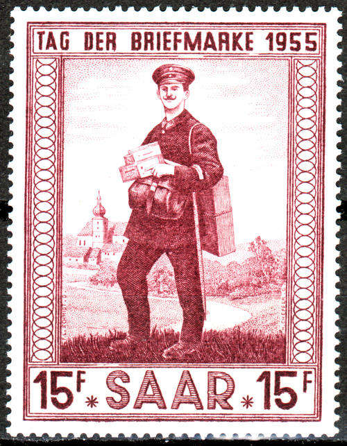 GERMANY 1955 SAAR "Day of stamp 1955" 15f MOUNTED MINT
