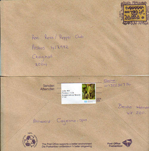 SOUTH AFRICA POST OFFICE PREPAID POSTAL STATIONERY ENVELOPE USED WITH CINDERELLA