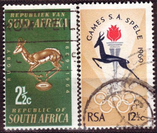SOUTH AFRICA 1964 75th ANNIVERSARY OF THE S A RUGBY BOARD COMPLETE USED SET 0299