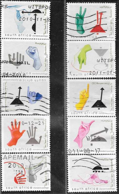SOUTH AFRICA 2010 HAND TAXI SIGNS COMPLETE POSTALLY USED SG#1744-53 a-j