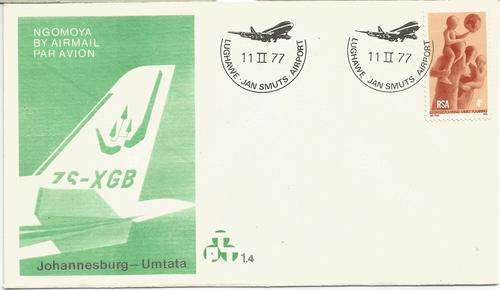 SOUTH AFRICA 1977 FLIGHT COVER #1.4 Johannesburg-Umtata unaddressed