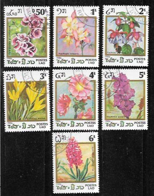 LAOS 1986 FLOWERS SG#876-82 COMPLETE SET USED