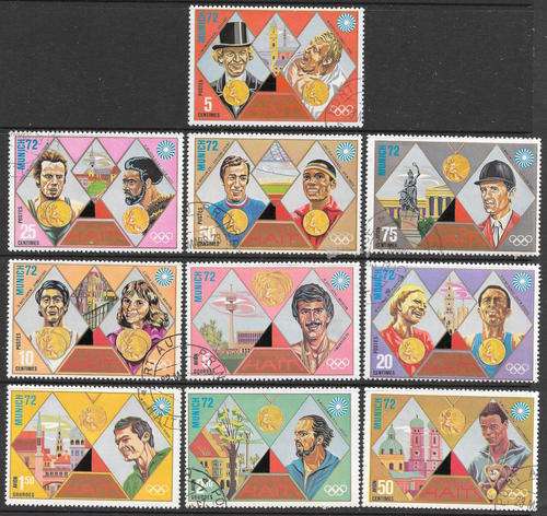 HAITI 1972 MUNICH OLYMPICS CAT VAL $5.15 SC#662-662I COMPLETE CTO SET