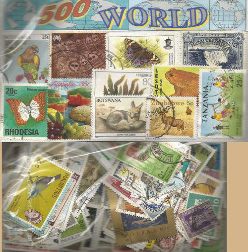 CHARITY STAMP PACKET WORLDWIDE STAMPS 500