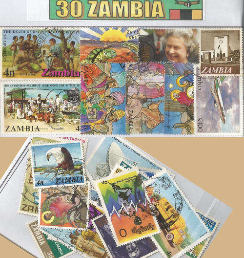 CHARITY STAMP PACKET ZAMBIA 30 STAMPS