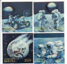 APOLLO SPACE 3 DIMENTIONAL STAMPS COMPLETE SET OF 4 FROM BHUTAN