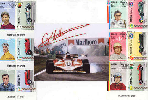 GILLES VILLENEUVE-AUTOGRAPHED PHOTOGRAPH P/PRINT RACING CAR DRIVERS COMPLETE USED SET  +PLUS+