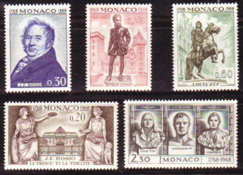 MONACO 1968 FRANCOIS JOSEPH BOSIO UNMOUNTED MINT #704-708 COMPLETE SET