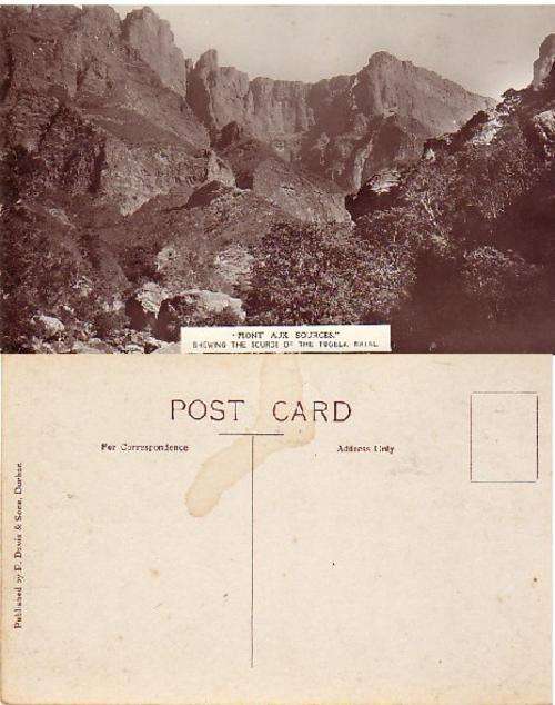 VINTAGE PICTURE POSTCARD PUBLISH P DAVIS & SON DURBAN #2 "MONT AUX SOURCES "