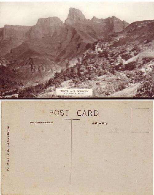 VINTAGE PICTURE POSTCARD PUBLISH P DAVIS & SON DURBAN #3 "MONT AUX SOURCES N.E. TOWER"
