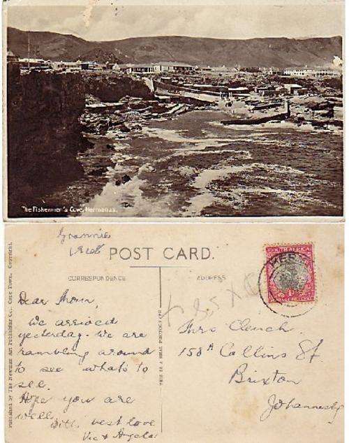 VINTAGE PICTURE POSTCARD PUBLISH BY NEWMAN ART "THE FISHERMAN'S COVE - HERMANUS"