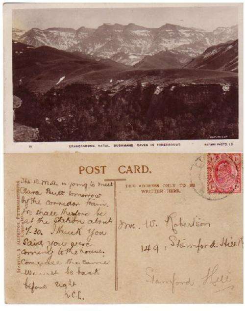 VINTAGE PICTURE POSTCARD PUBLISH STANTIAL & ALLERSTON PMB "DRAKENSBERG NATAL BUSHMAN'S CAVES"