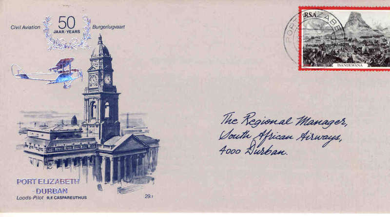 SAA Flight Cover #29.1 -50 Years Civil Aviation Flight - Port Elizabeth-Durban 26/8/1979