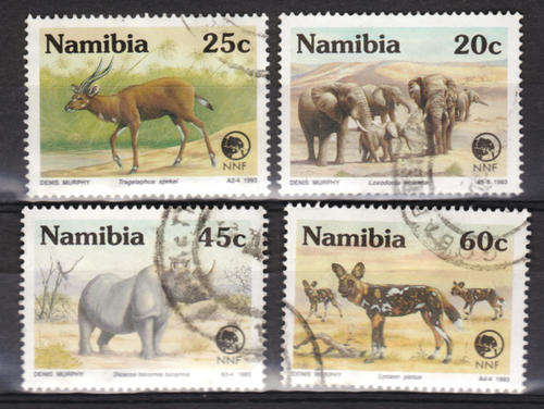 NAMIBIA 1993 WWF RARE & ENDANGERED SPECIES COMPLETE POSTALLY USED SET