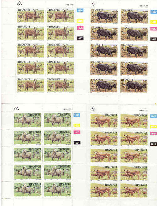 TRANSKEI - COMPLETE SHEETS OF COMPLETE SET 1987 UMM #212-215