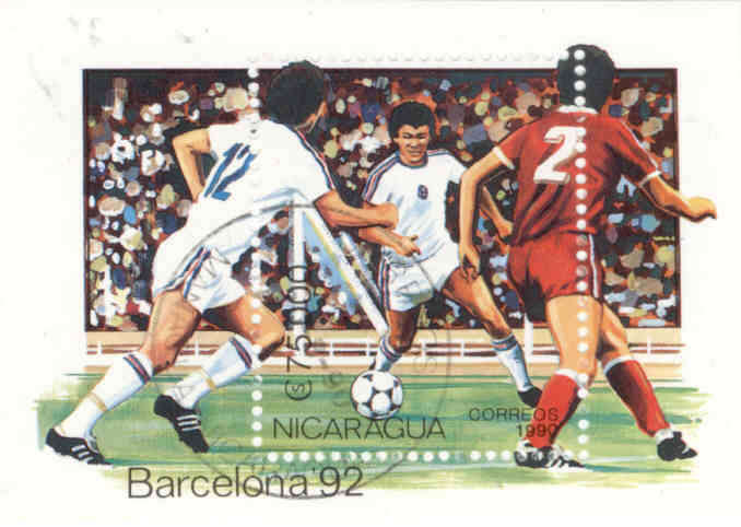 NICARAGUA BARCELONA 1993 FOOTBALL WORLD CUP SPORT MINIATURE SHEET USED CTO