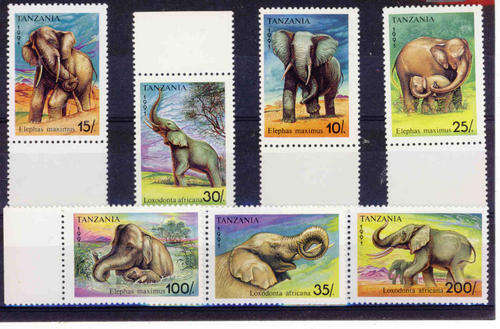 ELEPHANTS - TANZANIA SG#1074-80 COMPLETE UMM SET