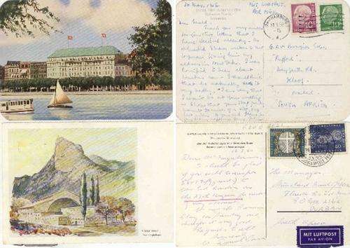 GERMANY - 2 OLD  POSTCARDS - 1956 & 1960 POSTALLY USED