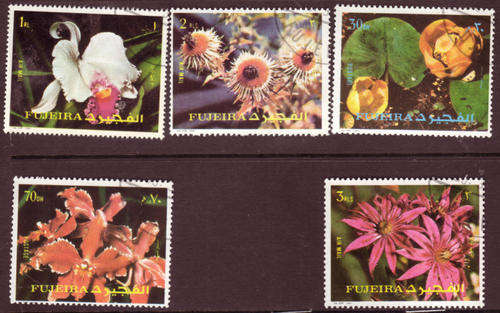 FUJEIRA 1969 ORCHIDS FLOWERS CTO USED SET OF 5