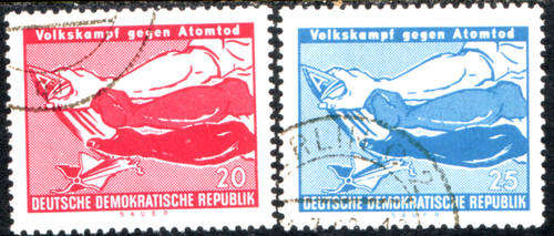 GERMANY DDR - 1968 CAMPAIGN AGAINST ATOMIC WARFARE - # E394-5 COMPLETE USED SET