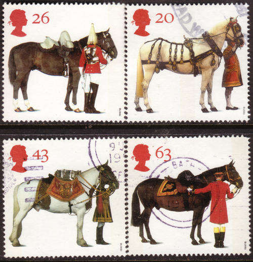 GB 1997 - ALL THE KINGS HORSES BRITISH HORSE ACADEMY SG# 1989-92 COMPLETE POSTALLY USED SET
