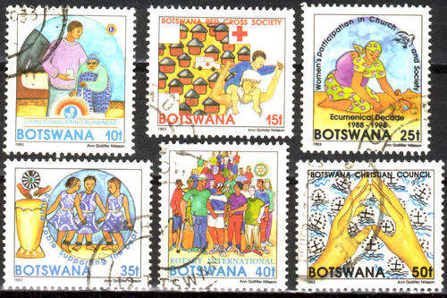 BOTSWANA - 1993 CHARITABLE ORGANIZATIONS IN BOTSWANA # 765-70 COMPLETE POSTALLY USED SET
