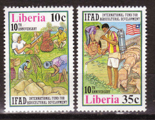 LIBERIA 1988 SG# 1706-7 INTER. FUND AGRICULTURAL DEVELOPMENT COMPLETE UNMOUNTED MINT SET