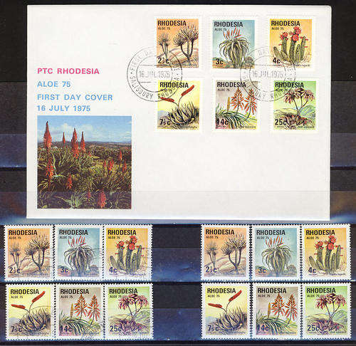 RHODESIA 1975 INT. SUCCULENT CONGRESS -  3 in 1 DEAL - FDC PLUS  MINT AND USED COMPLETE SET