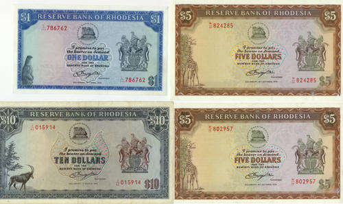 RHODESIAN BANK NOTES X4