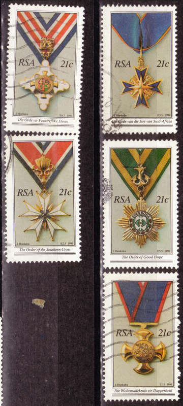 South Africa 1990 The National Orders Of Sa Medals Complete Postally Used Set 0003